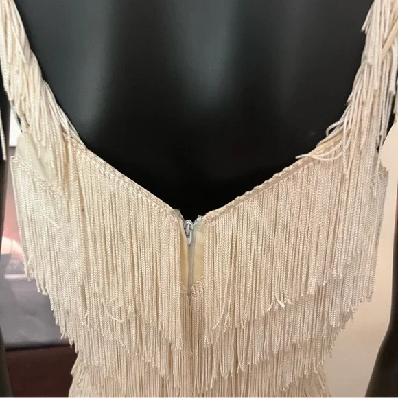 Ivory Fringe Slip Dress - Picture 6 of 16